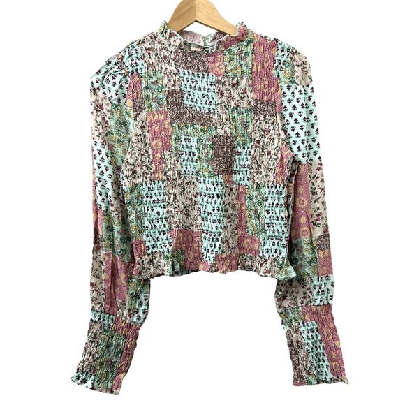 NEW Gigio USA Small Patchwork Smocked Top Cute Coquette Cottagecore Maximalism - Picture 1 of 9
